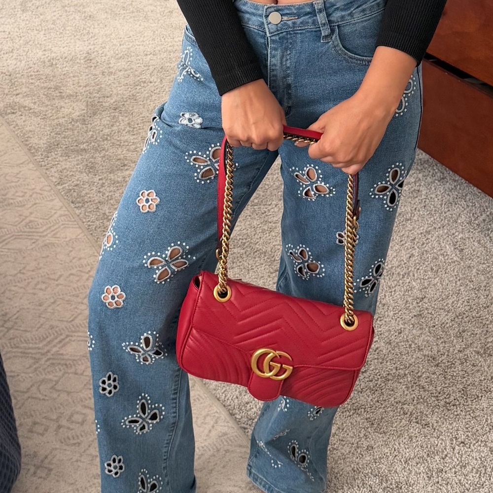 Red Quilted Leather Bag